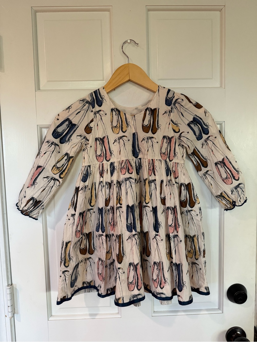 PINK CHICKEN NEW YORK Girls Cream Amma Ballet Slippers Dress 5Y - Picture 6 of 11